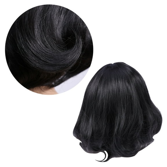 MLINS Fashion Short Straight Synthetic Wigs Lace Front Natural Looking Replacement Flat Bangs Hair Wigs Headwear for Girls Women