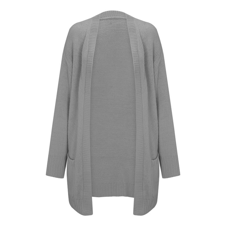 Women Long Sweater Cardigan Solid Color Knitted Hooded Sweaters Thick Open  Front Long Overcoat