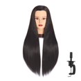 thumbnail image 1 of Headfix Cabeza de maniquí de pelo largo de 26 a 28 pulgadas, fibra sintética, práctica de peluquería, entrenamiento de estilismo, maniquí de cosmetología, cabeza de muñeca con soporte de abrazadera (6, 1 of 5