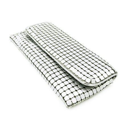 Metal Mesh Clutch - Chic Lightweight Metal Mesh Flap Clutch Evening Bag