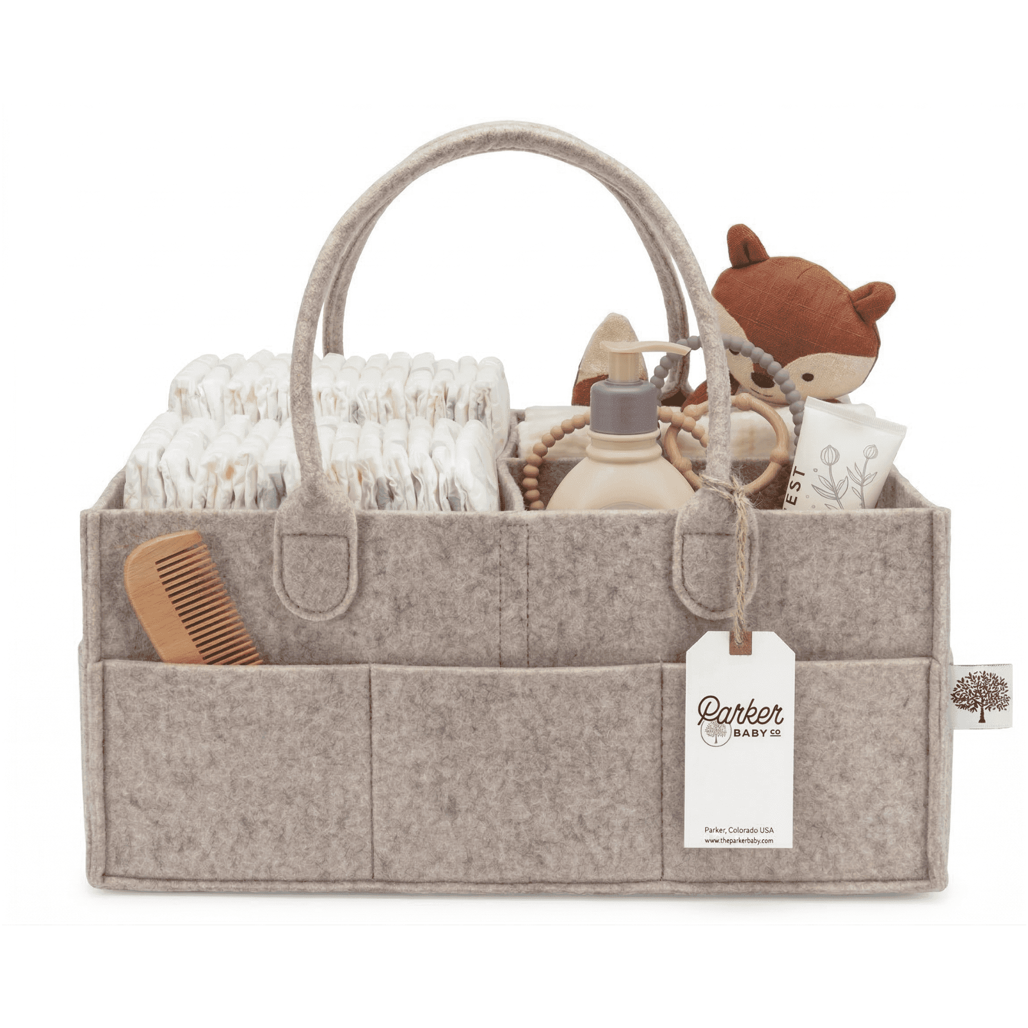Parker Baby Felt Diaper Caddy - Large, Oatmeal