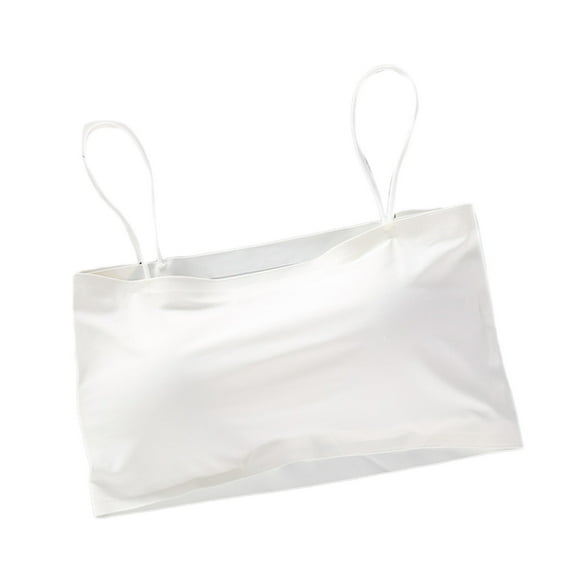 Women Sling Straps Tube Top Gathered Underwear Ice Silk Seamless Bandeau Bras Wirefree Padded Intimates Bralettes