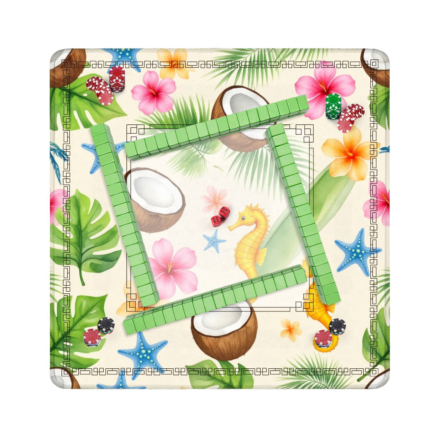 Mahjong Mat 31.5" x 31.5" Majestic Snow Covered Mountain Landscape Pine Forest Sky Non-Slip Noise Reduction American Mahjong Tiles Table Cover for Dominoes Poker Card Board Games Gift