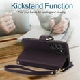 thumbnail image 5 of Decase for Samsung Galaxy S24 FE Wallet Phone Case with Crossbody Lanyard Strap&Wrist Strip,Shockproof Stylish Zipper Pockets Case with Card Slots+Cash Slots,PU Leather Folio Book Design,Darkpurple, 5 of 11