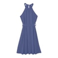thumbnail image 6 of Women’s Halter Neck A-Line Midi Dress Sleeveless Tie Waist Casual Summer Vacation Dress, 6 of 7