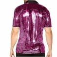 thumbnail image 3 of Men'S Shiny Sequins Shirt&nbsp; Breathable Shiny Short Sleeved Shirt Color Blocked Men's Short Sleeved Lapel Top/shirt, 3 of 3