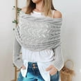 thumbnail image 2 of Fgnfyis Elegant Unisex Knitted Wool Shawl Scarf for Autumn Winter Outdoor Casual Wear Warm Hollow Design Long Length Light Gray One Size, 2 of 9