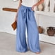 thumbnail image 5 of Pantalones Anchos Pantalones largos informales de pierna ancha con cordones para mujer, pantalones largos de verano a la moda (azul XL) Ygjytge para Mujer Azul T M, 5 of 7