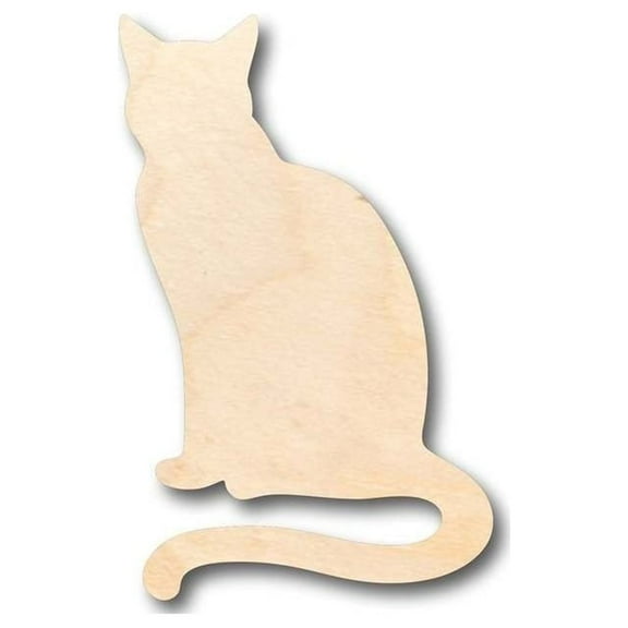Unfinished Wood Sitting Cat Shape - Animal - Pet - Craft - up to 46" DIY 4" / 1/4"