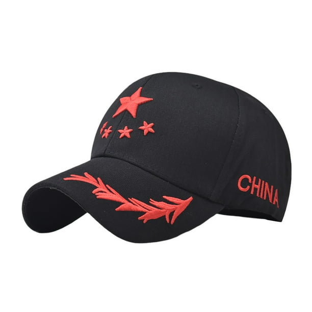 Gorra de béisbol con la bandera nacional china para hombre y mujer, ajustable, con estrella roja china de cinco puntas.
