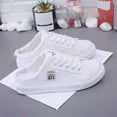 thumbnail image 4 of XDDLITP Women's Slip-On Canvas Sneakers - Fashionable, Comfortable Mules with Non-Slip Loafers Design for Casual Backless Wear,White 39(US-7.5), 4 of 5