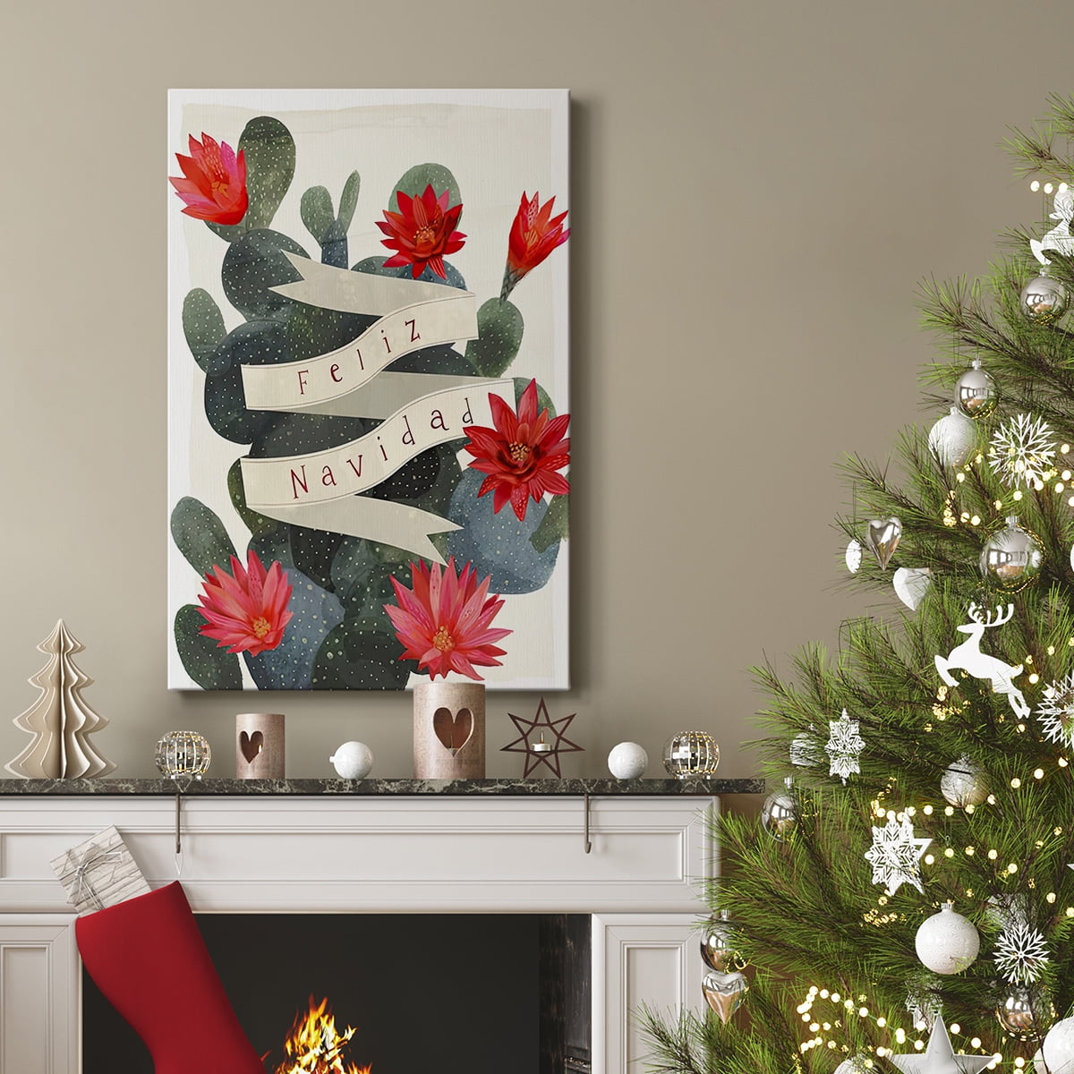 Desert Christmas Cactus I- Gallery Wrapped Canvas