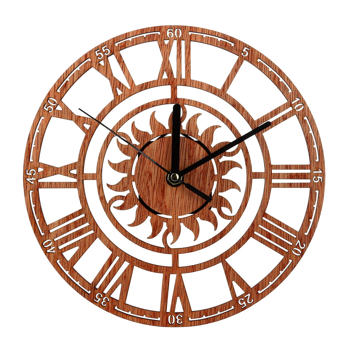 Vintage Wooden Wall Clock Large Shabby Chic Rustic Kitchen Home Antique Decor 