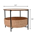 thumbnail image 4 of happimess SAT2000A Carly 24.21" Modern Coastal Round Acacia Wood/Water Hyacinth Coffee Table with Storage Basket, Natural/Black, 4 of 6