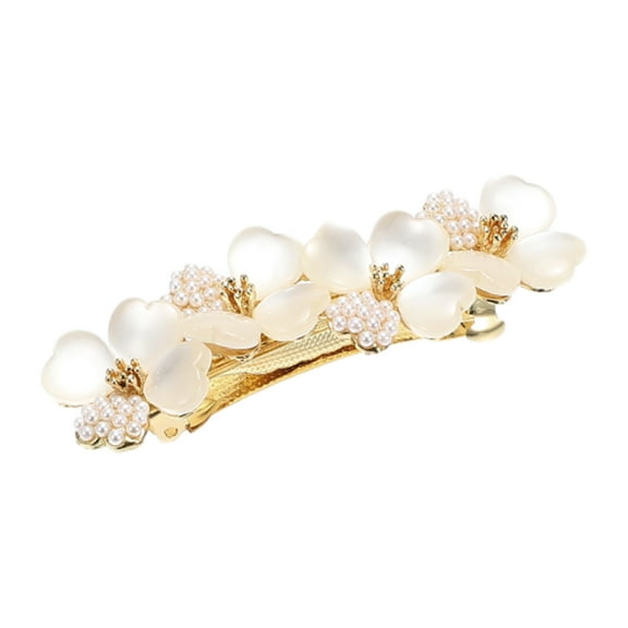 Unique Bargains Flower Hair Clips for Women Small Flower Hairpins French Faux Crystal Flower Hairpin Champagne