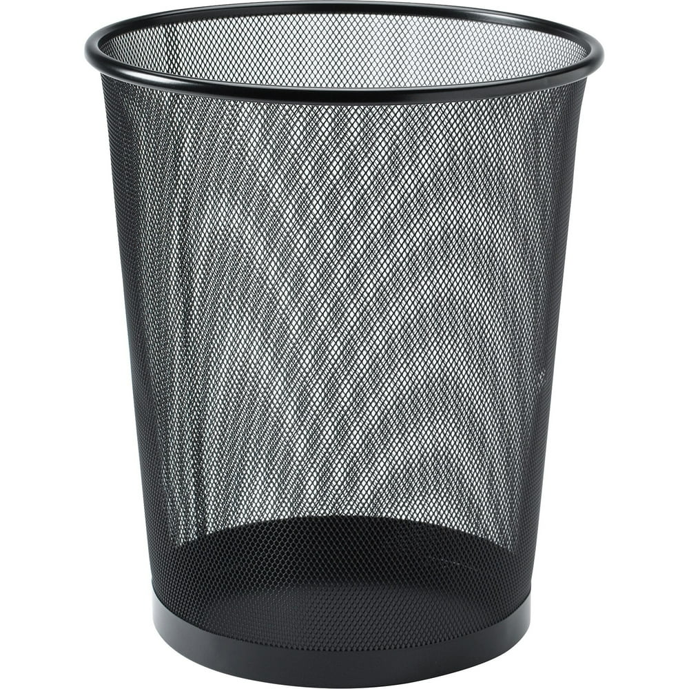 Lorell Black Steel Mesh Round Waste Bin, Black