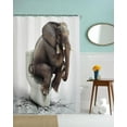 thumbnail image 3 of Elephants Shower Curtain , Elephant Thinker Wild Animal Elephants Close-Up Black Gray Polyester Cloth Print Bathroom Curtains 72"x72"（180cm*180cm）, 3 of 7