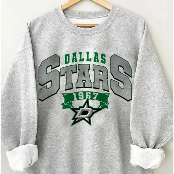 Vintage 90s Dallas Hockey Sweatshirt, Dallas Hockey Fan Shirt, Retro Stars Ice Hockey Tee ,Sport Grey Color,Size XL