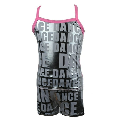 reflectionz little girls pink metallic dance tank