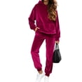 thumbnail image 2 of larppty Velour Lounge Sets for Women 2 Piece Velvet Tracksuits Jogging Hoodie Sweatsuits Soft Sports Leisure Jogger Outfit（Hot Pink， XXL）, 2 of 9