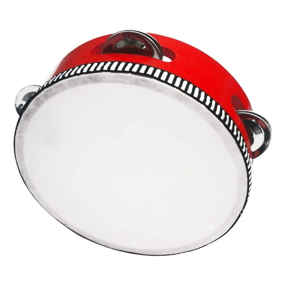 HUASHENG Tambourin pour Adultes à Main Tambourin en Bois Livré en Simple Tambourin en Métal Tambourin Musical Instrument de Percussion pour KTV