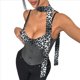 thumbnail image 3 of Top Corto con Cuello Halter y Estampado de Leopardo en Contraste para Mujer, Escote en V Profundo, de Botones, Sin Mangas y Espalda Abierta Gris M, 3 of 10