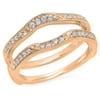 Dazzlingrock Collection 0.25 Carat (ctw) 14K Round Diamond Ladies Millgrain Anniversary Wedding Band Enhancer Double Guard Ring 1/4 CT, Rose Gold, Size 9