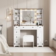 thumbnail image 7 of Makeup Vanity Table with Lights and Stool - Vanity Desk with Charging Station, 6 Drawers & Cabinets - White, 7 of 7