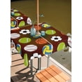 thumbnail image 2 of Outdoor Tablecloths with Umbrella Hole & Zipper, Brown Balls 54x54 Inch Square Tablecloths, Baseball Tennis Basketball Football Waterproof Table Cloth, Patio/Pool/Picnic Table Covers, 2 of 8