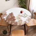 thumbnail image 5 of Pine Maple Forest Elastic Fitted Round Table Cover Plant Orange Gray Waterproof Outdoor Tablecloth for Holiday Party, Picnic, Patio & Dining Fits Tables Up to 55"-60", 5 of 8