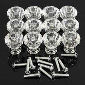 30mm Diamond Shape Crystal Glass Knob 10pcs Drawer Knob Pull