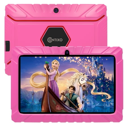 Contixo 7" Kids Tablet 16GB WiFi Android Tablet For Kids Bluetooth Parental Control Pre-Installed Learning Tablet App for Toddlers Children Kid-Proof Protective Case, V8-2