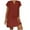 Orange, variant on Split Neck Linen Shift Dress for Women Short Sleeve Loose Fit Dress 2026 Trendy Fashion Beach Vacation and Daily Casual Wear