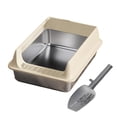 thumbnail image 6 of Yiran Medium Size Stainless Steel Semi Enclosed Cat Litter Box, Light Gray, 6 of 9