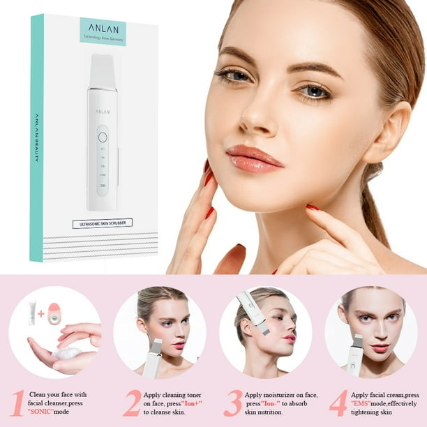 ANLAN Ultrasonic Ion Blackhead Scrubber Cleansing Blackhead Massage Skin Scrubber Peeling Shovel Facial Pore Cleaner Machine Rechargeable Skin