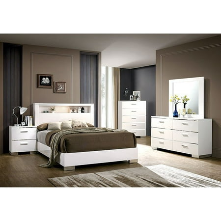 4pc queen size platform bed headboard shelves bedroom furniture set