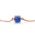 thumbnail image 2 of Gem Stone King 18K Rose Gold Plated Silver Fancy Blue Zirconia Solitaire Bracelet for Women (1.24 Cttw, Cushion Cut 6MM), 2 of 4