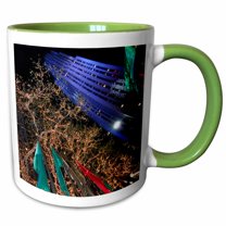 3drose, Christmas Lights at Rockefeller Center in New York Looking Up, 15oz Two-tone Green Mug