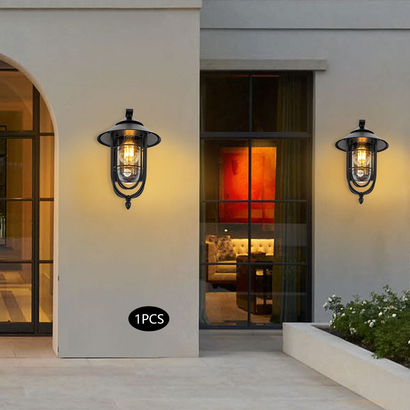 Miumaeov Motion Sensor Outdoor Wall Light Waterproof Dusk to Dawn Exterior Porch Sconce Light Fixture Wall Lanterns with Seeded Glass Outside Lamp