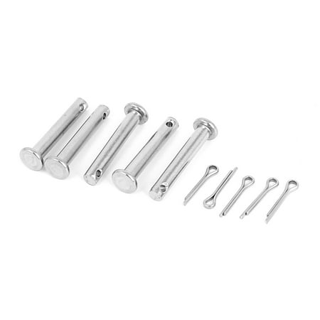 

M5 x 30mm Flat Head Metal Round Clevis Pins Fastener Silver Tone 5Pcs