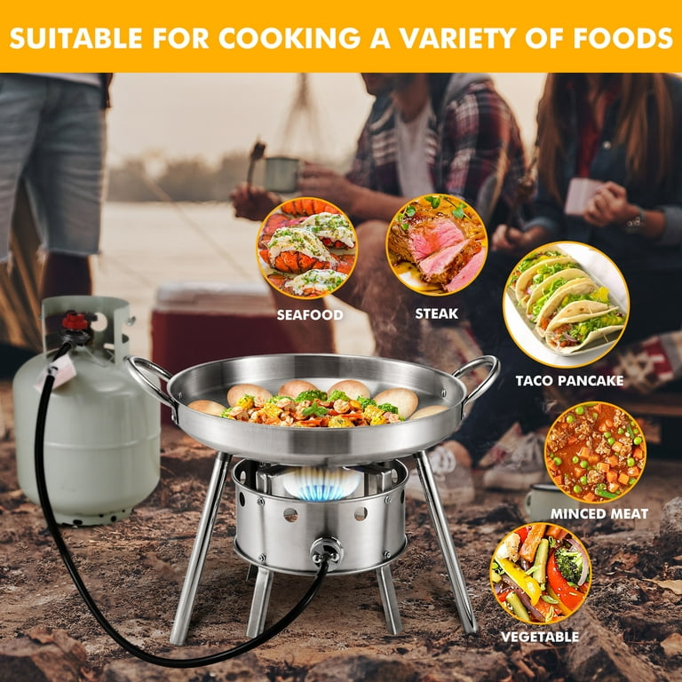 ARC 20 Mexican Tortilla Comal & 37,000 BTU Propane Burner Set, Stainless  Steel Comal Cazo Griddle Fryer , Portable Outdoor Mexican Deep Frying Pan