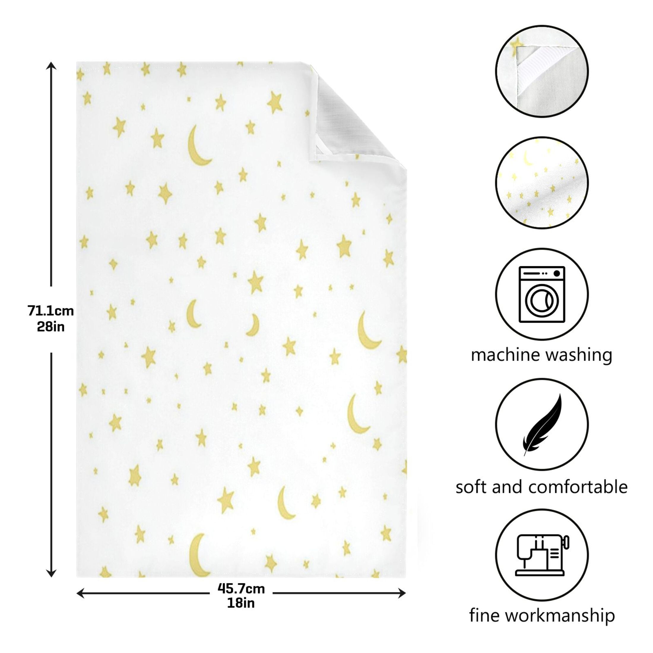 Yellow Stars and Moons Kitchen Towels 6-Piece Pack Tea Towels for Kitchen Decorative Waffle Design 28x18in