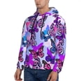 thumbnail image 3 of Naloa Flying Butterflies Men's Casual Hooded Collar Drawstring Hoodies Pullover Sweatshirts Casual Long Sleeve Shirts-4X-Large, 3 of 7