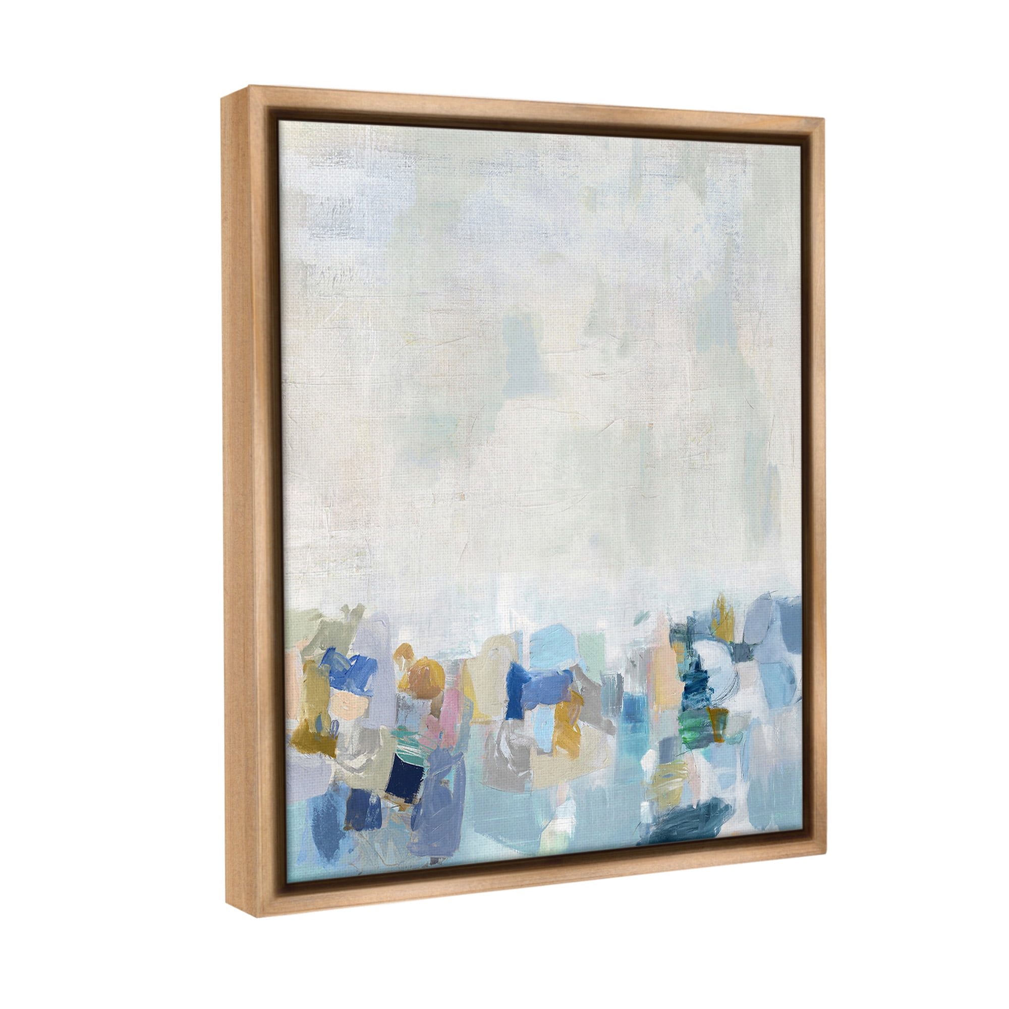 Stupell Industries Modern Blue Landscape Abstract Painting Brown Floater Framed Canvas Art Print Wall Art, 25 x 31
