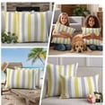 thumbnail image 5 of Yellow Grey Striped Outdoor Waterproof Pillow Covers, Geometric Vertical Stripes White Decorative Square Throw Pillowcase Sofa Cushion Sham for Patio/Couch/Chair, 16"x16" 2 Pack, 5 of 8