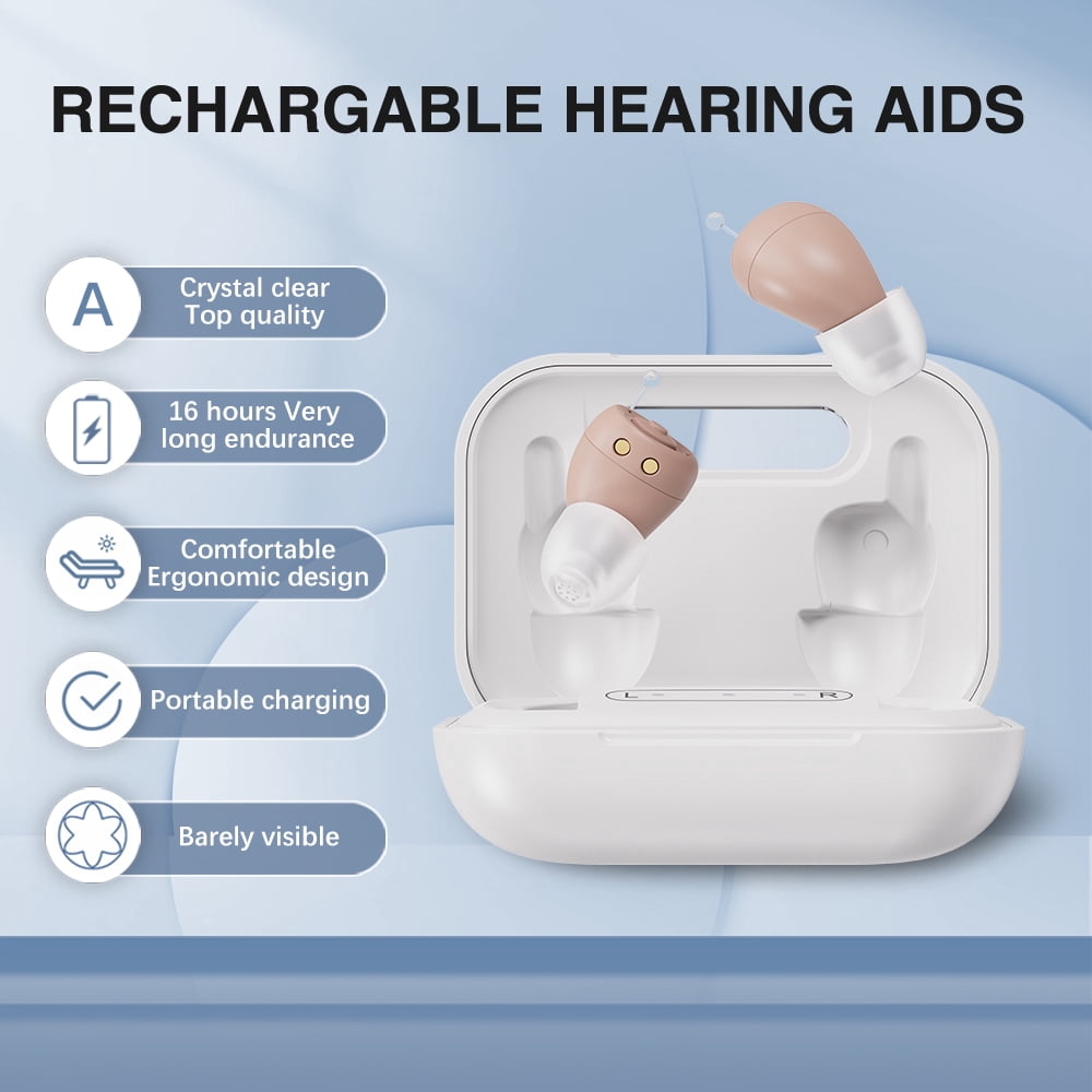 Jinghao Personal Sound Amplifier Product  CIC for Ears for Seniors Adults with Rechargeable Charging Box