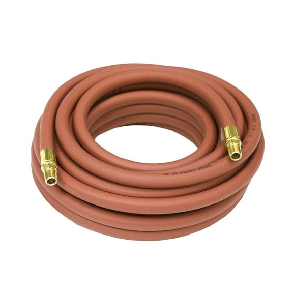 Air Hose, 3/8 in Hose Inside Dia, Brass 1/4 in MNPT x Brass 1/4 in MNPT, Red