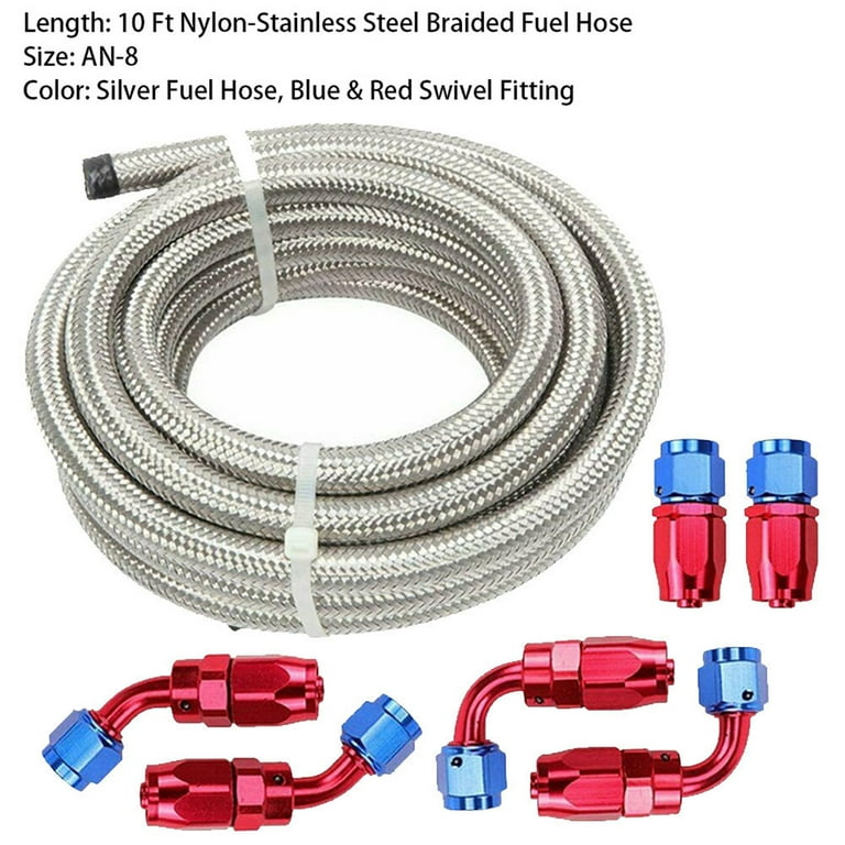 Fuel Line Kit 6AN 3/8 Braided 20FT PTFE E85 Gas+ Swivel Fuel