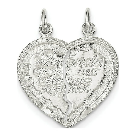 Leslies Fine Jewelry Designer 925 Sterling Silver Best Friend 2-piece break apart Heart (11x26mm) Pendant (Best Designer Jewelry Brands)