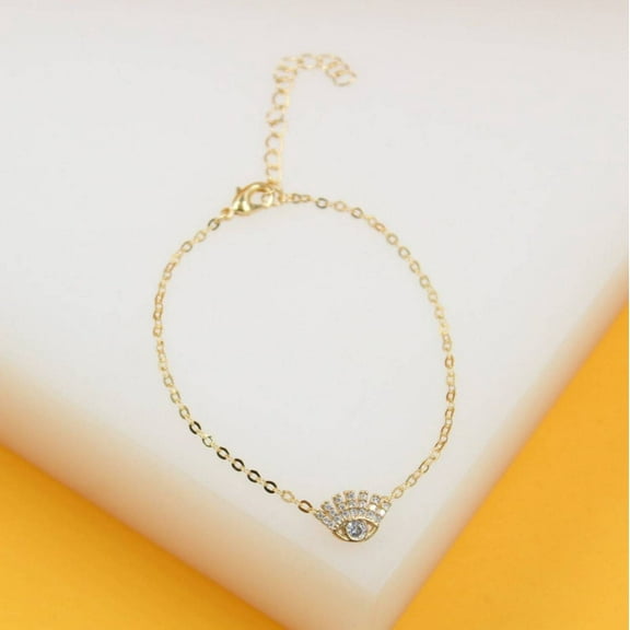18K Gold Filled Evil Eye Cubic Zirconia Bracelet (I38)